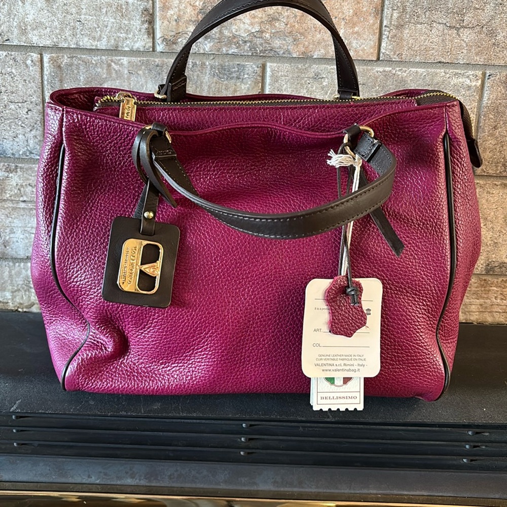 NWT Valentina Merlot leather handbag